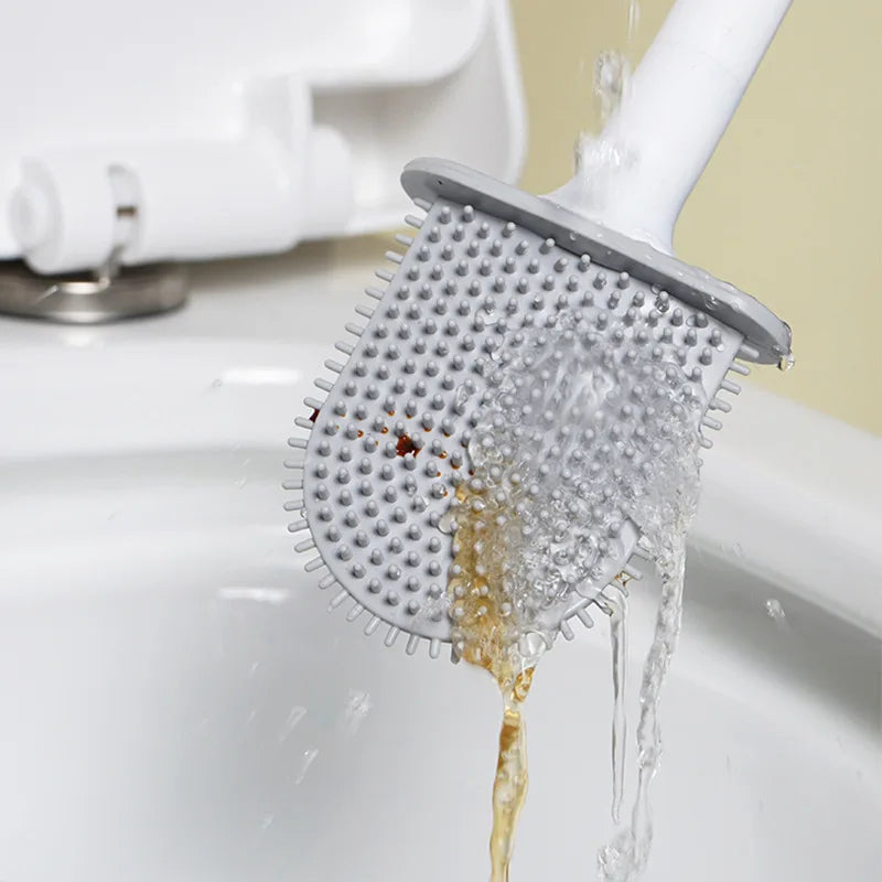 Brosse WC en silicone murale – tête plate, séchage rapide